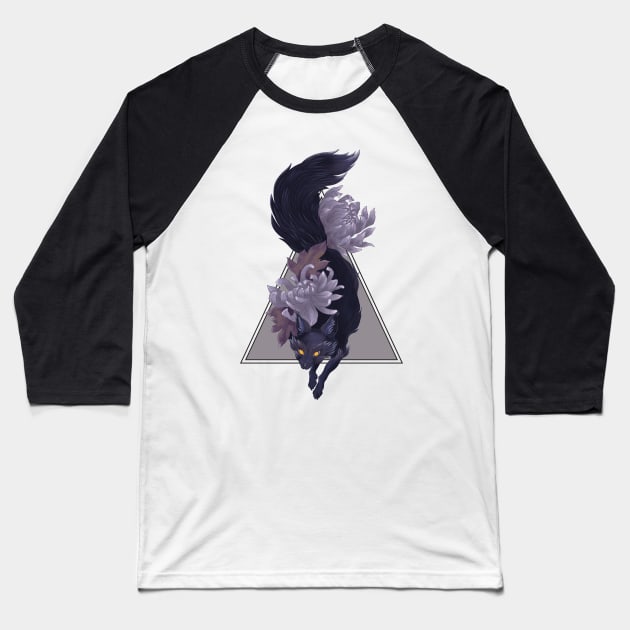 Fox and Flowers Baseball T-Shirt by Jess Adams